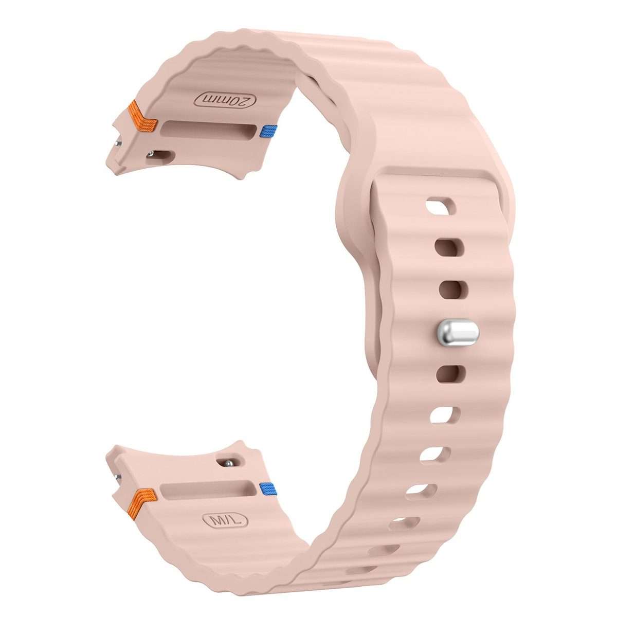 For Samsung Galaxy Watch 7 40mm / 44mm Wavy Grain Stitched Reverse Buckle 20mm Silicone ... (Pink)