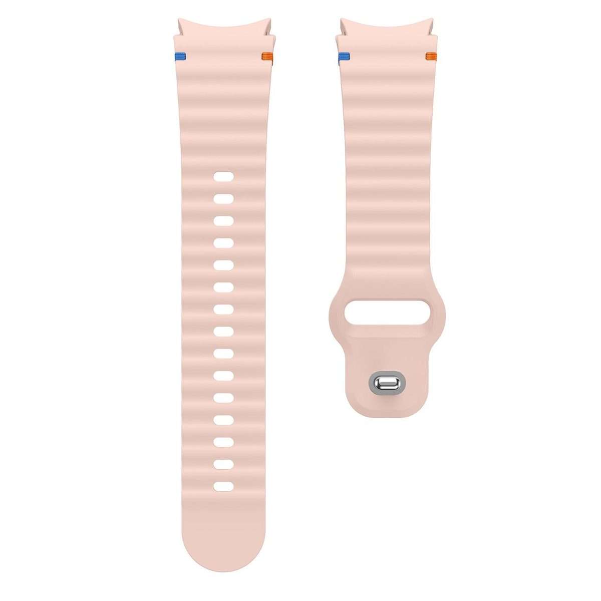 For Samsung Galaxy Watch 7 40mm / 44mm Wavy Grain Stitched Reverse Buckle 20mm Silicone ... (Pink)