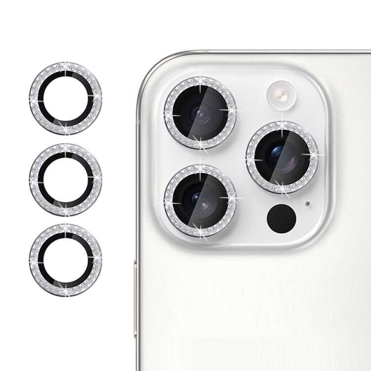 For iPhone 16 Pro Max Kalebol Individual Camera Lens Diamond Ring Protector(Silver)