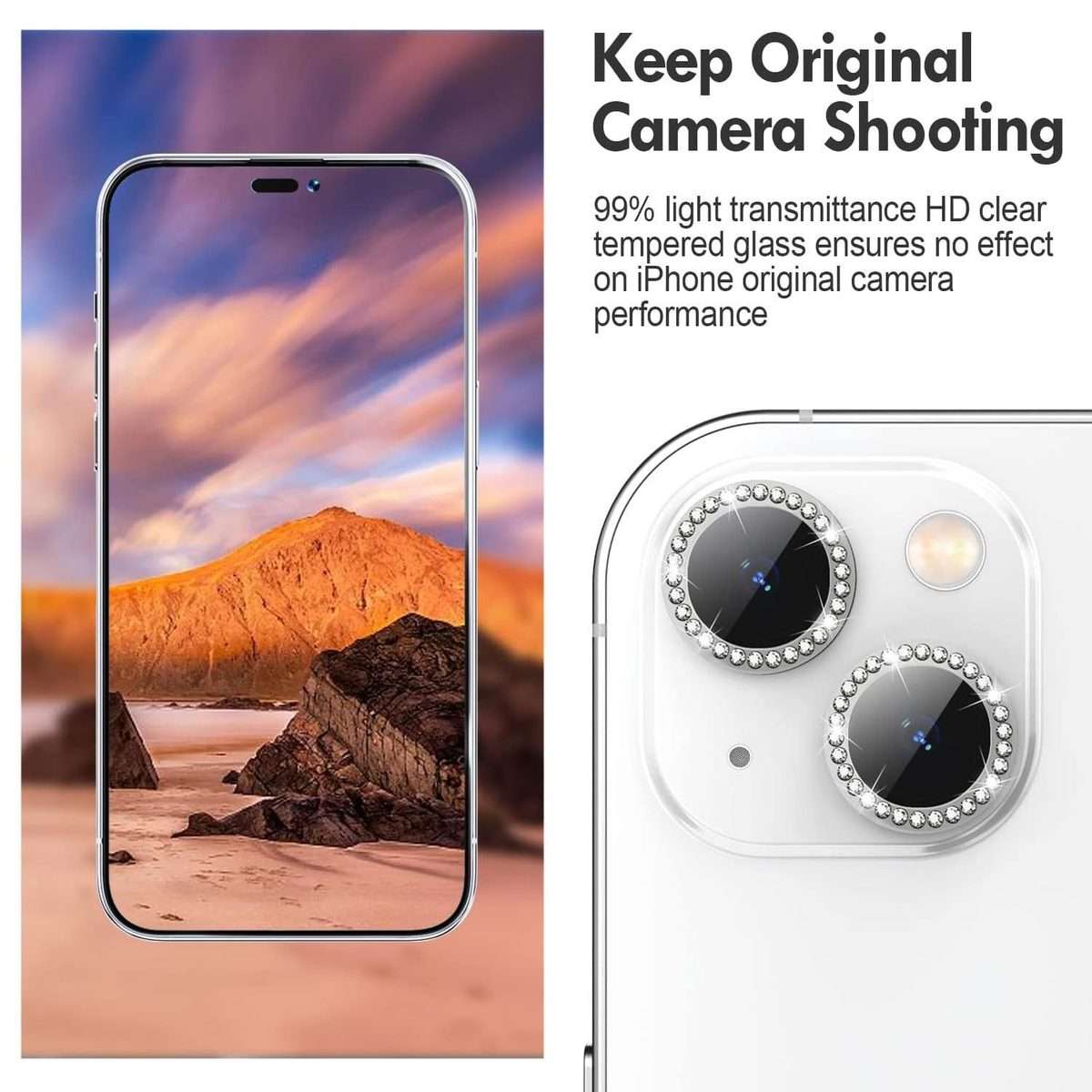 For iPhone 16 Pro Max Kalebol Individual Camera Lens Diamond Ring Protector(Silver)