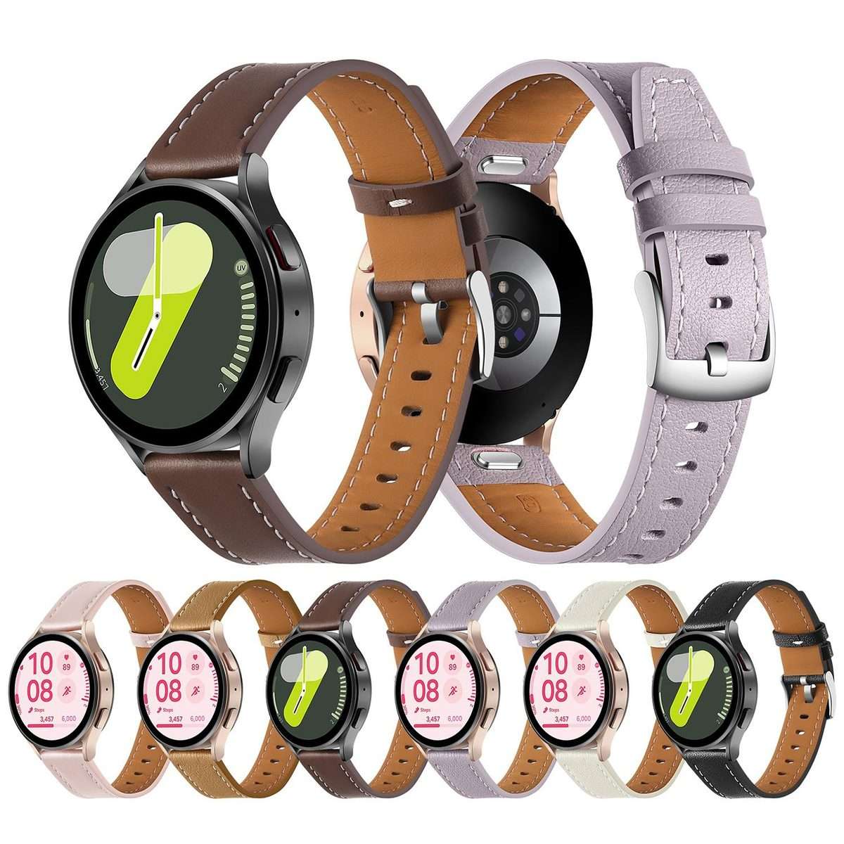 18mm Push Button Silver Steel Buckle Genuine Leather Watch Band(Brown)