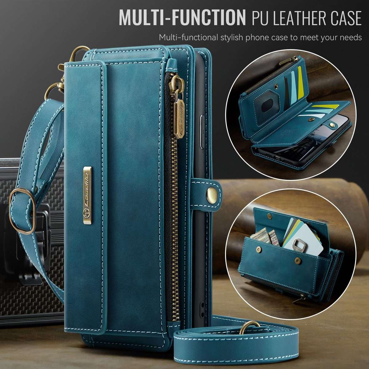For iPhone 11 Pro CaseMe C39 RFID Blocking Zipper Wallet Leather Phone Case with Cross ... (Green)