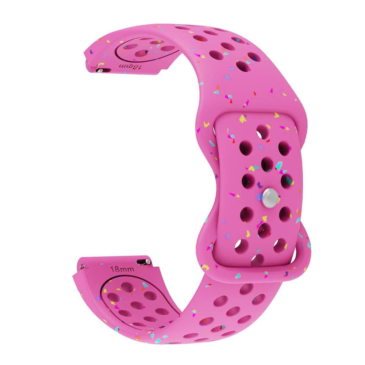 18mm Eco-Friendly Granular Colorful Dots Silicone Watch Band(Dark Pink)