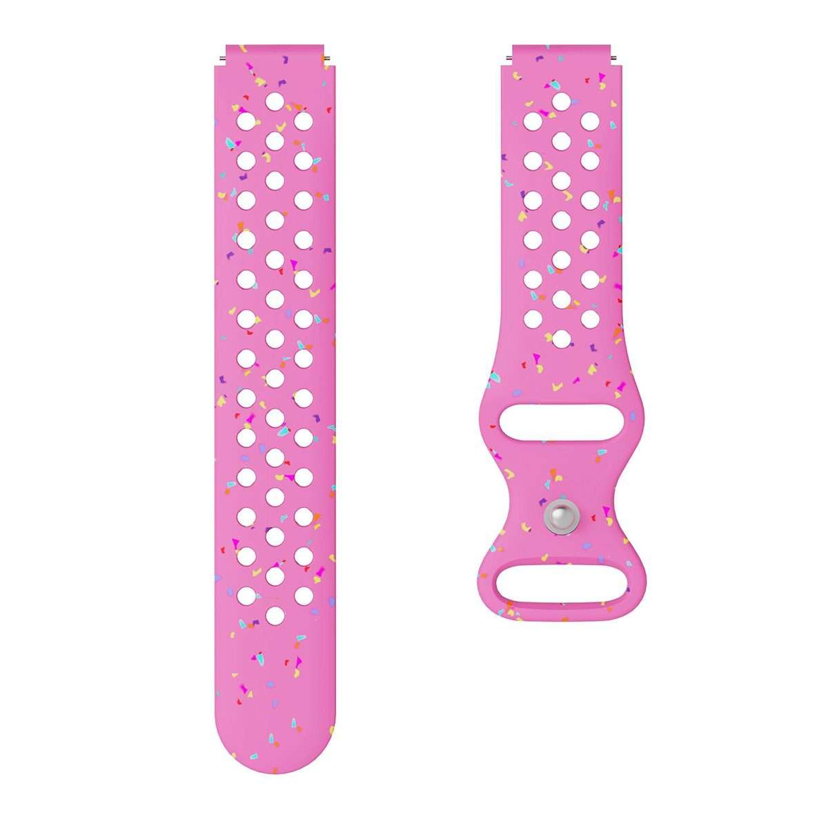 18mm Eco-Friendly Granular Colorful Dots Silicone Watch Band(Dark Pink)