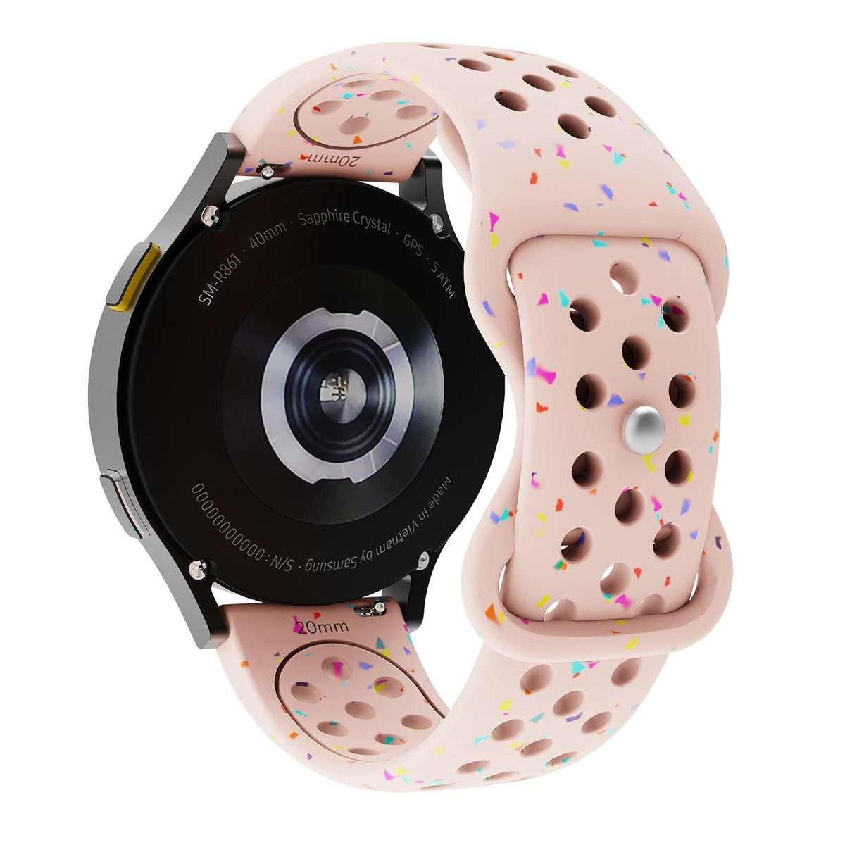 20mm Eco-Friendly Granular Colorful Dots Silicone Watch Band(Light Pink)