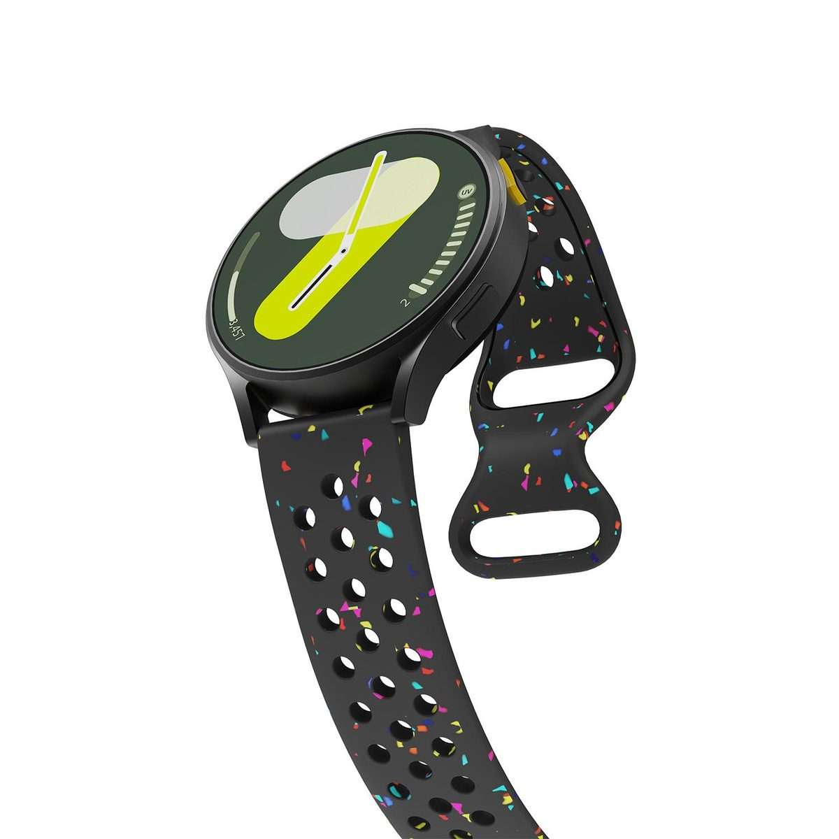 20mm Eco-Friendly Granular Colorful Dots Silicone Watch Band(Black)