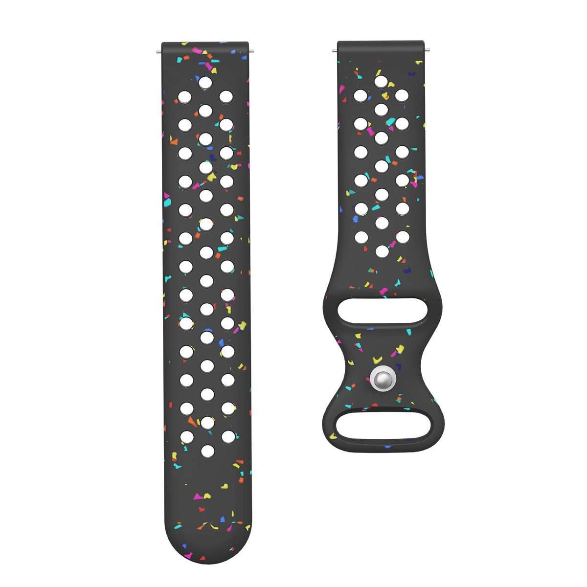 20mm Eco-Friendly Granular Colorful Dots Silicone Watch Band(Black)