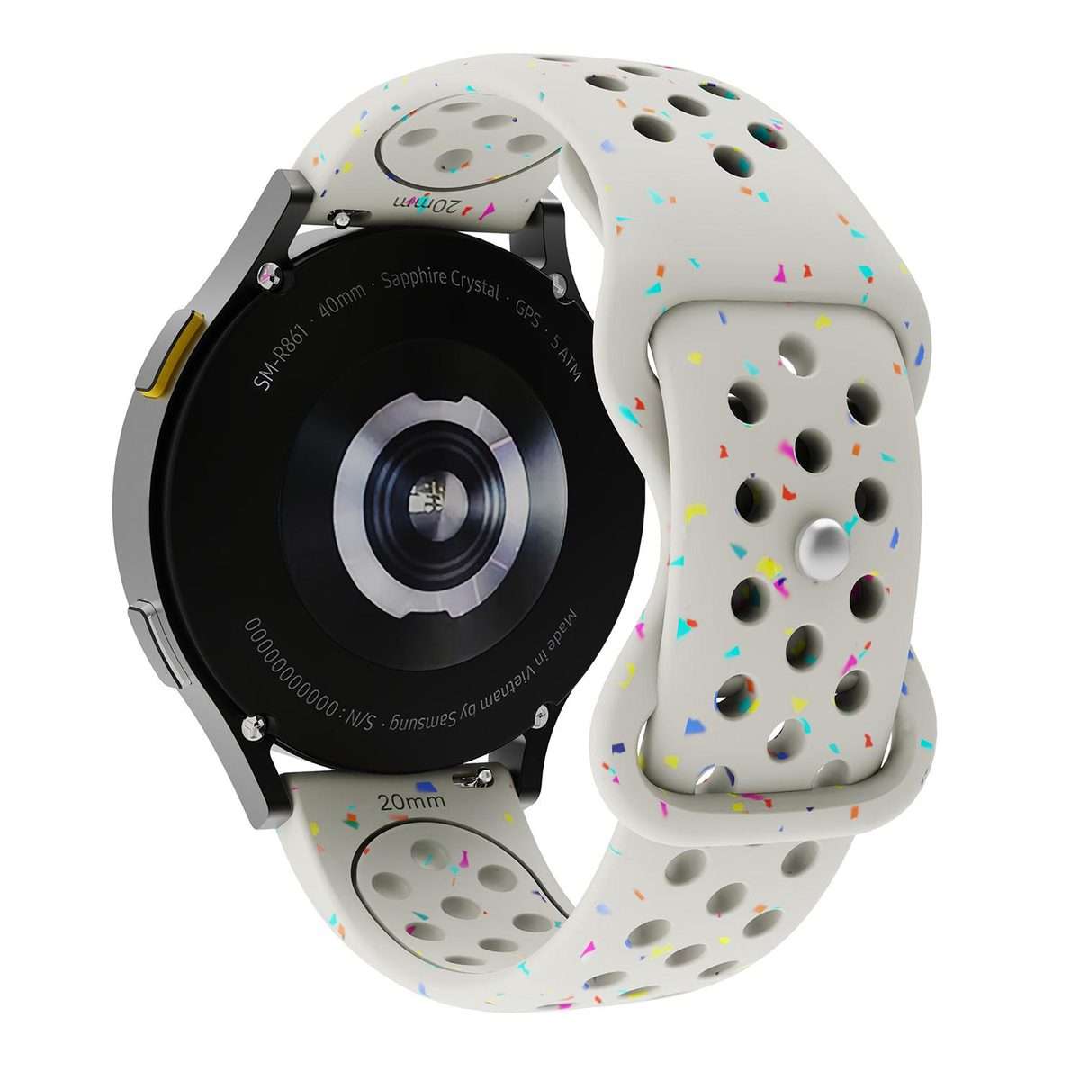 20mm Eco-Friendly Granular Colorful Dots Silicone Watch Band(Starlight)