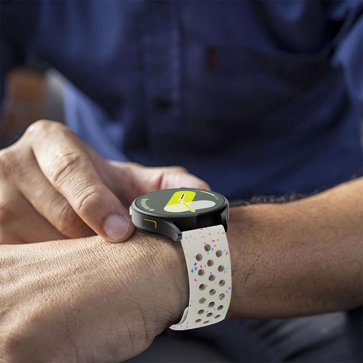 20mm Eco-Friendly Granular Colorful Dots Silicone Watch Band(Starlight)