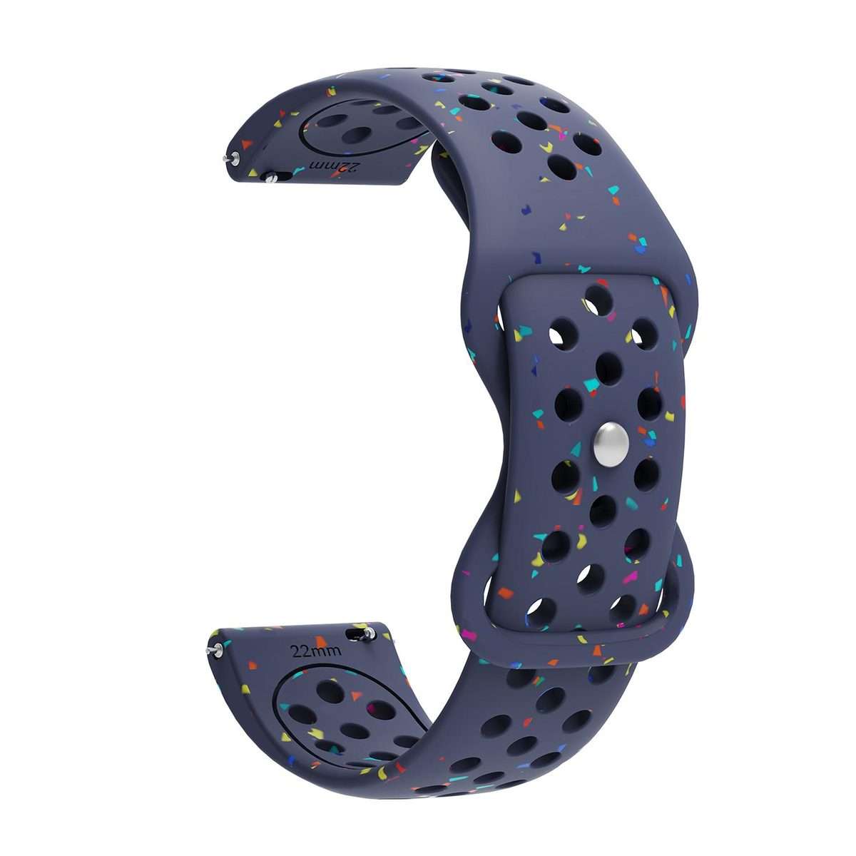 22mm Eco-Friendly Granular Colorful Dots Silicone Watch Band(Midnight Blue)