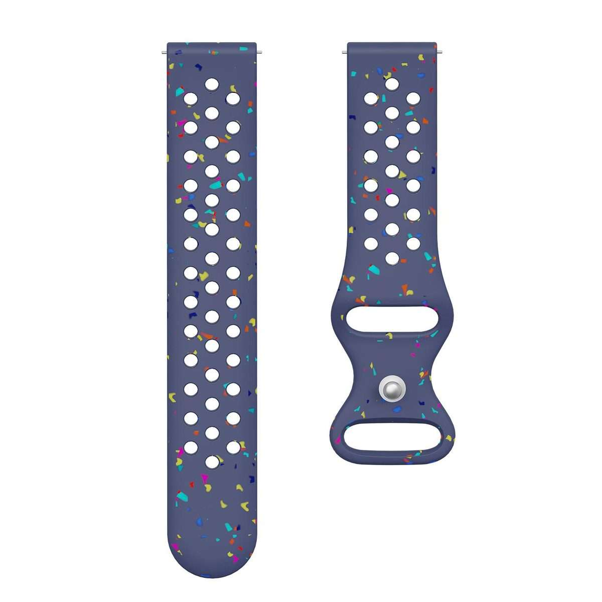 22mm Eco-Friendly Granular Colorful Dots Silicone Watch Band(Midnight Blue)
