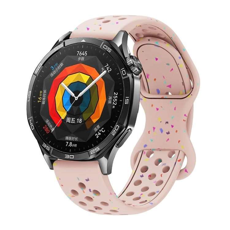 22mm Eco-Friendly Granular Colorful Dots Silicone Watch Band(Light Pink)