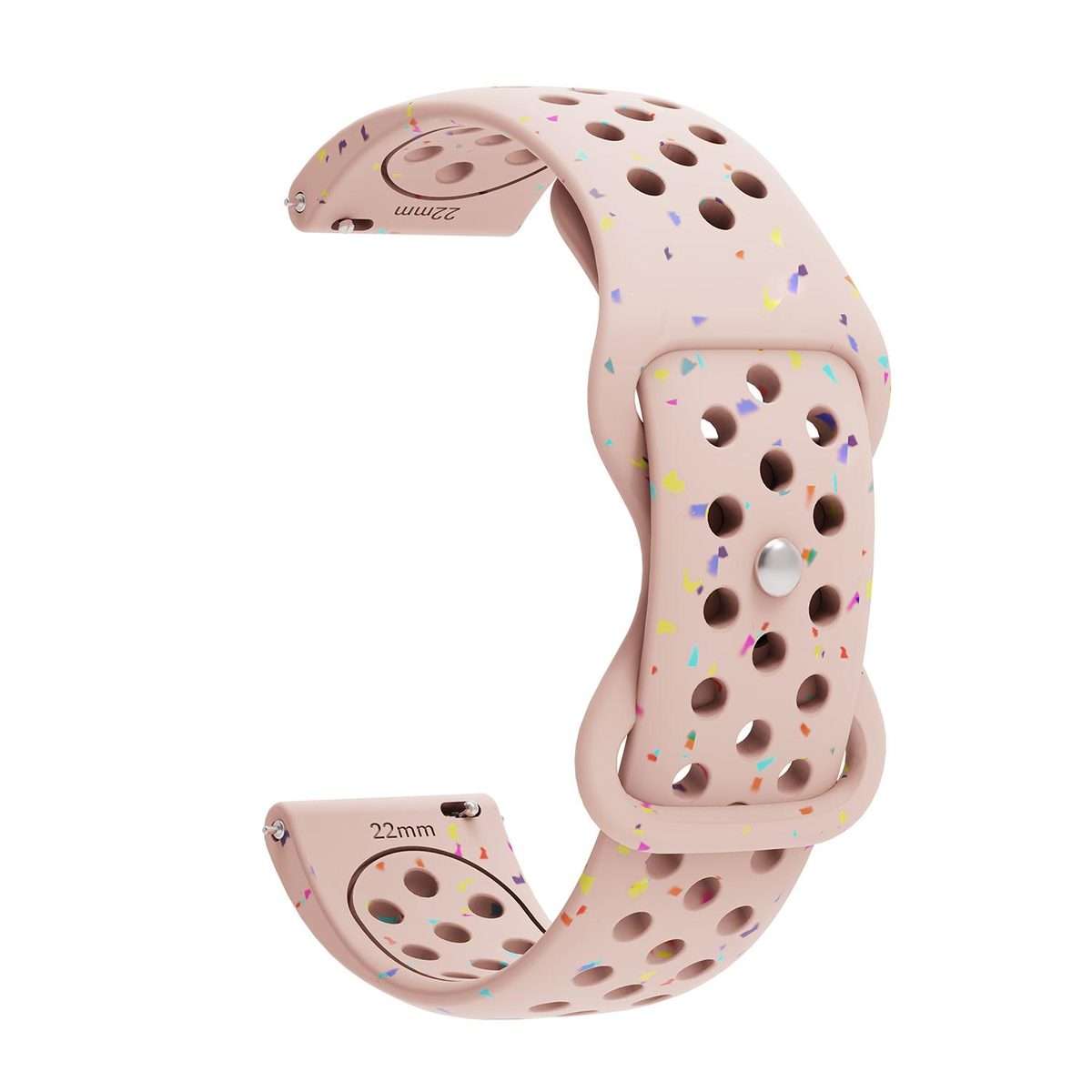 22mm Eco-Friendly Granular Colorful Dots Silicone Watch Band(Light Pink)
