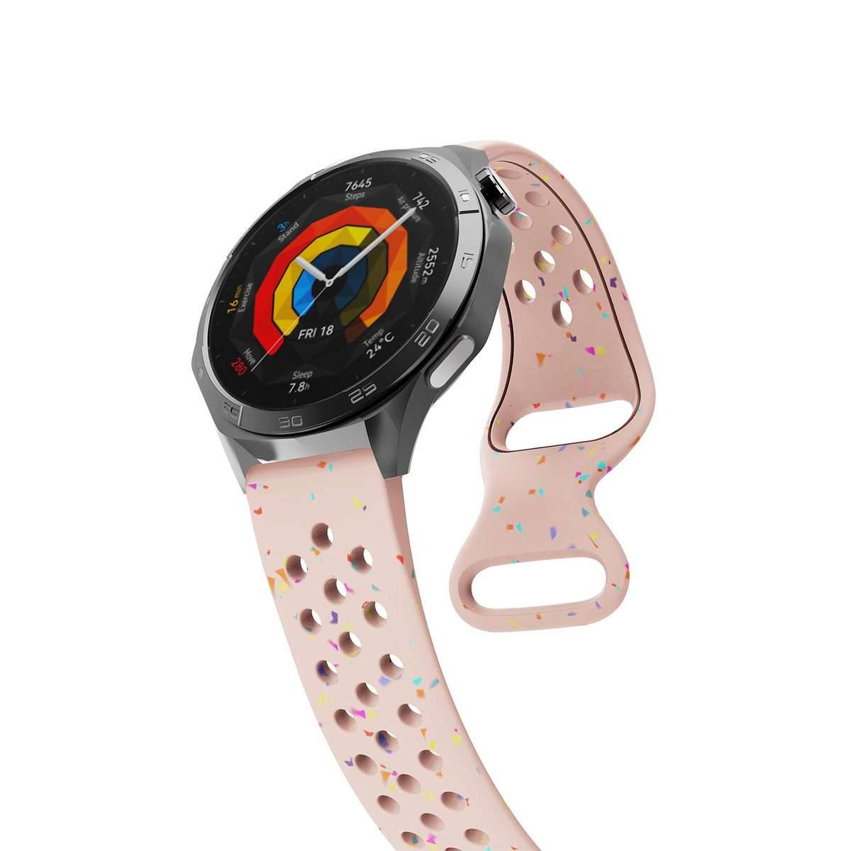 22mm Eco-Friendly Granular Colorful Dots Silicone Watch Band(Light Pink)