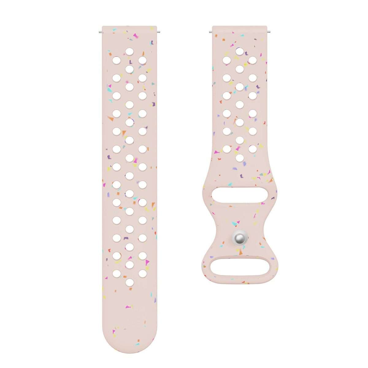 22mm Eco-Friendly Granular Colorful Dots Silicone Watch Band(Light Pink)