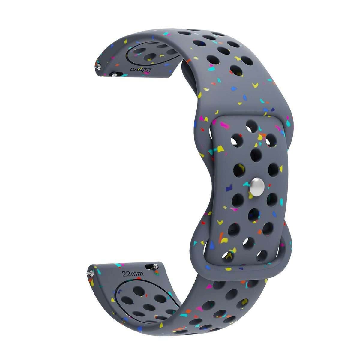 22mm Eco-Friendly Granular Colorful Dots Silicone Watch Band(Blue Gray)