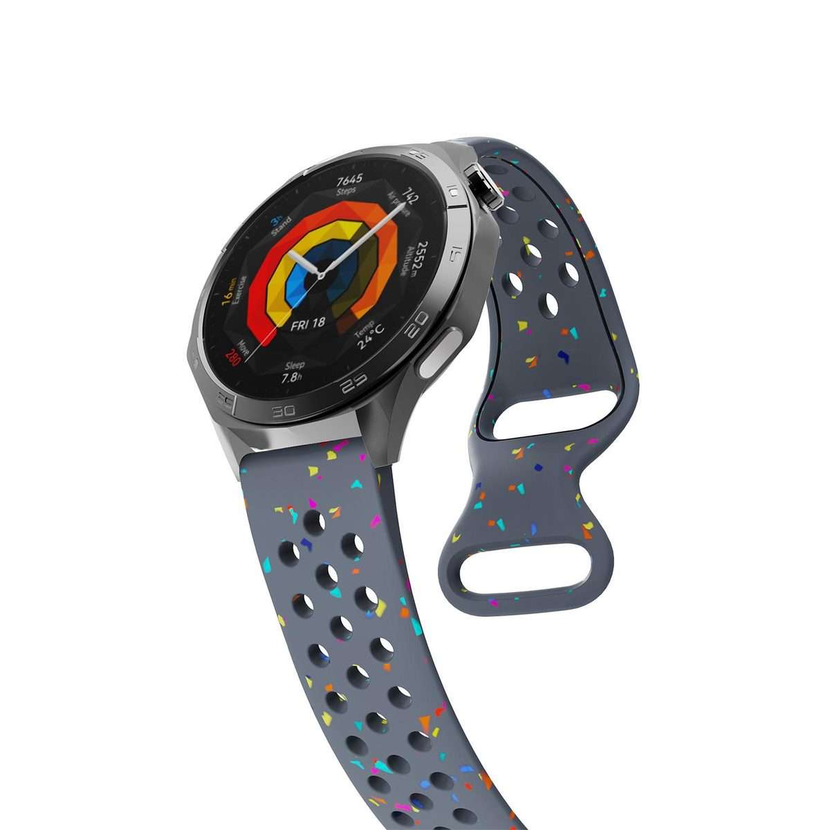 22mm Eco-Friendly Granular Colorful Dots Silicone Watch Band(Blue Gray)