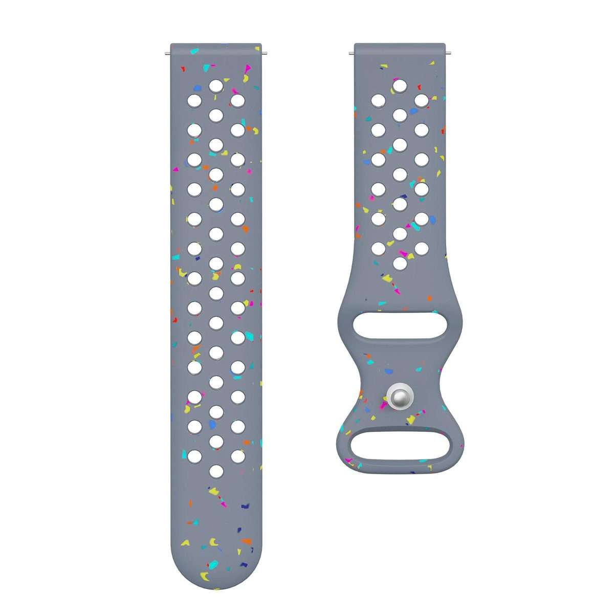 22mm Eco-Friendly Granular Colorful Dots Silicone Watch Band(Blue Gray)