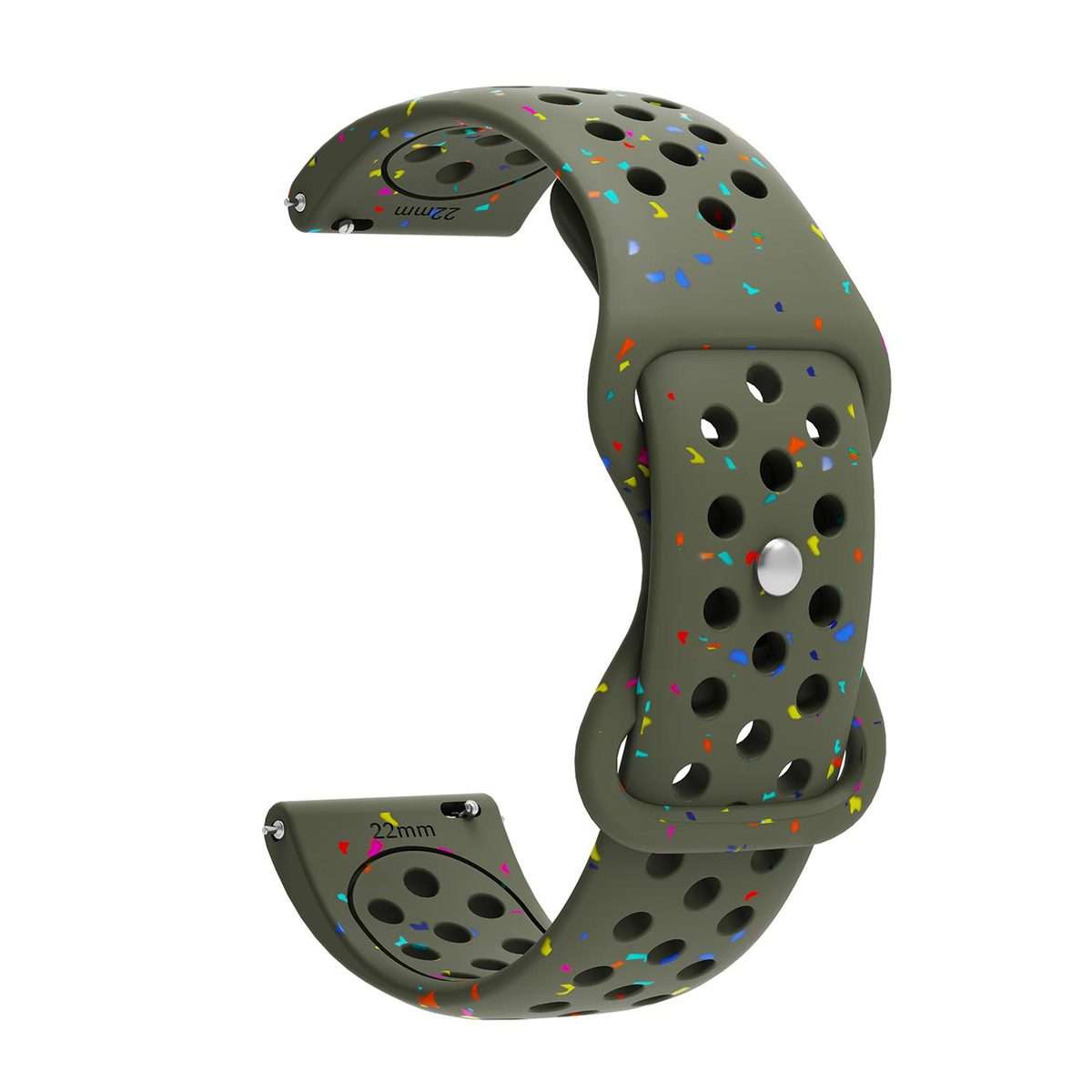 22mm Eco-Friendly Granular Colorful Dots Silicone Watch Band(Army Green)