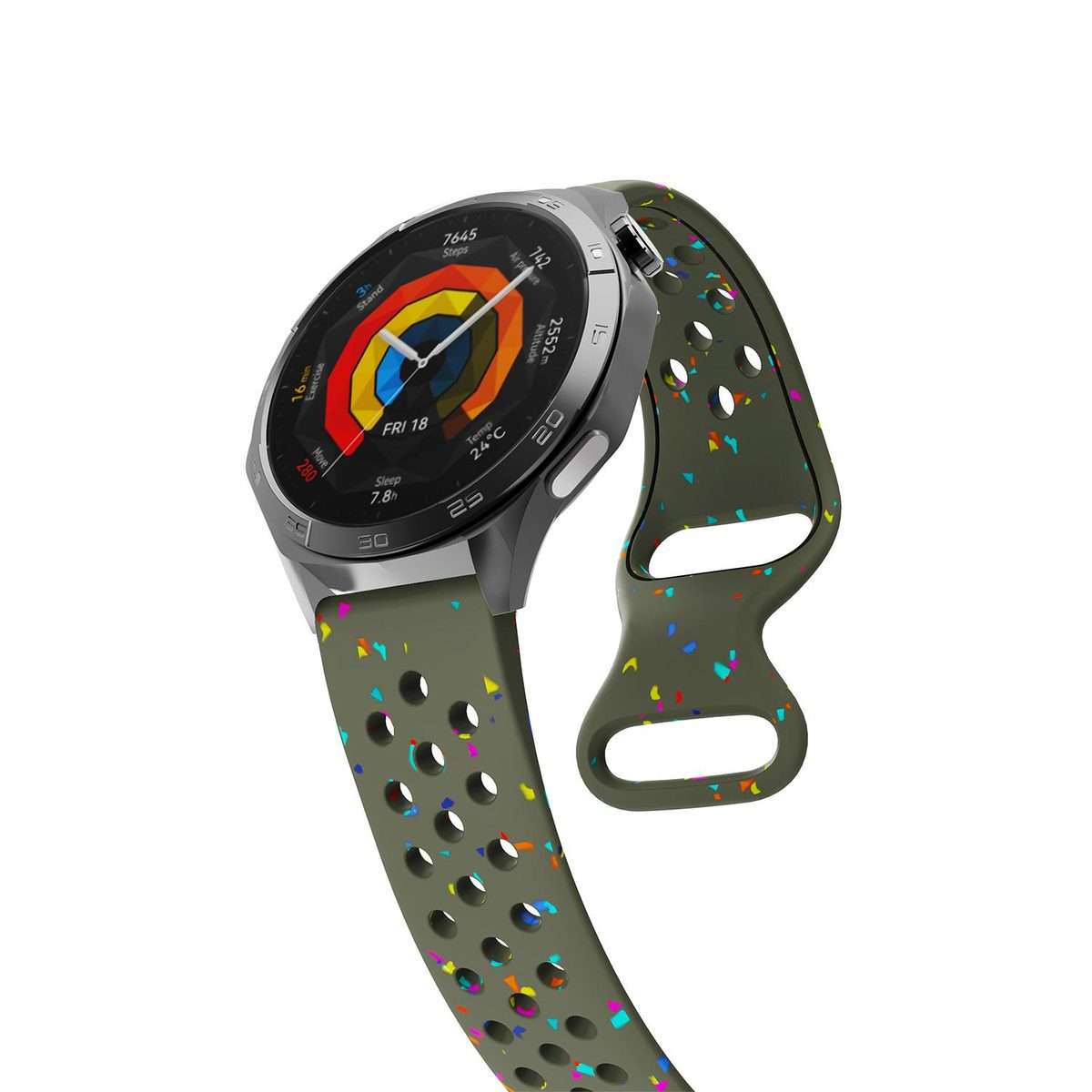 22mm Eco-Friendly Granular Colorful Dots Silicone Watch Band(Army Green)