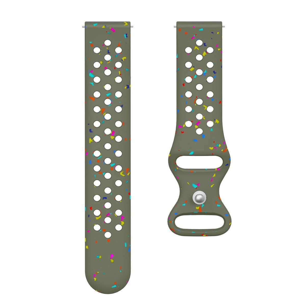 22mm Eco-Friendly Granular Colorful Dots Silicone Watch Band(Army Green)