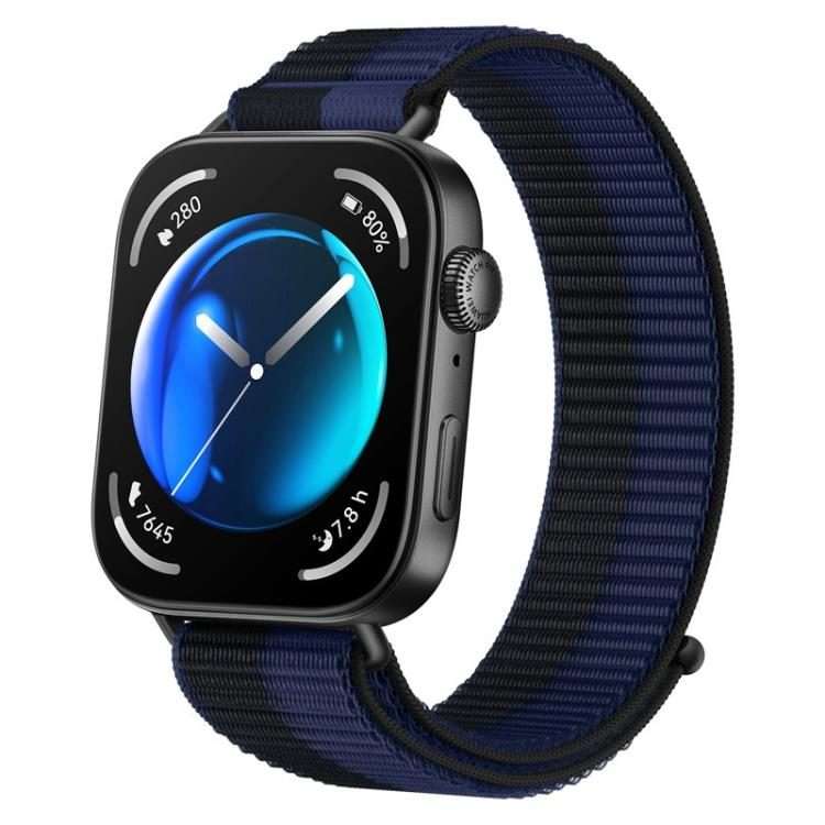 For Huawei Watch Fit 4 Pro / Fit 4 / Fit 3 Nylon Loop Hook and Loop Fastener W ... (Deep Sea Blue)