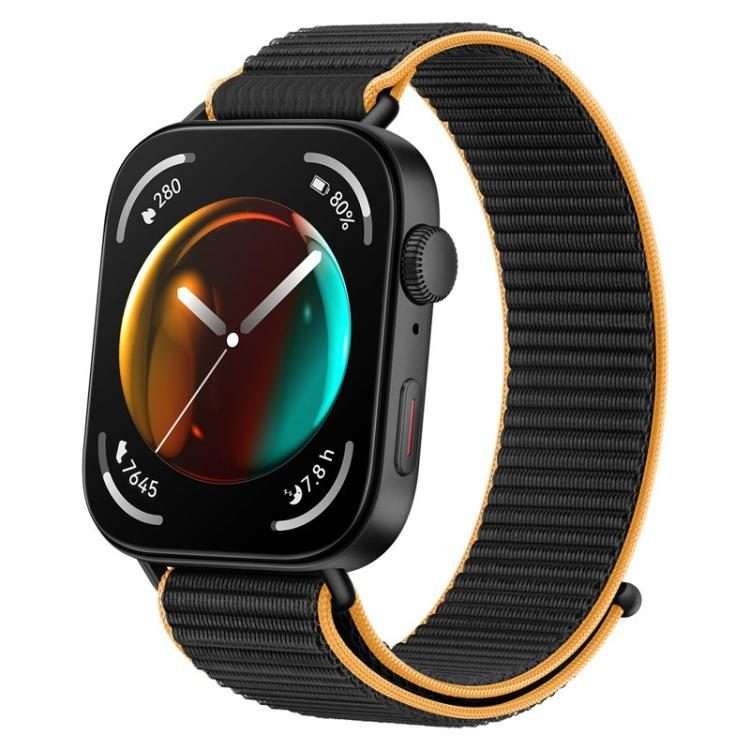 For Huawei Watch Fit 4 Pro / Fit 4 / Fit 3 Nylon Loop Hook and Loop Fastener Wa ... (Orange Black)