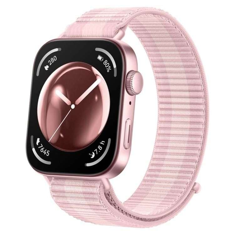 For Huawei Watch Fit 4 Pro / Fit 4 / Fit 3 Nylon Loop Hook and Loop Fastener Watc ... (Pink white)
