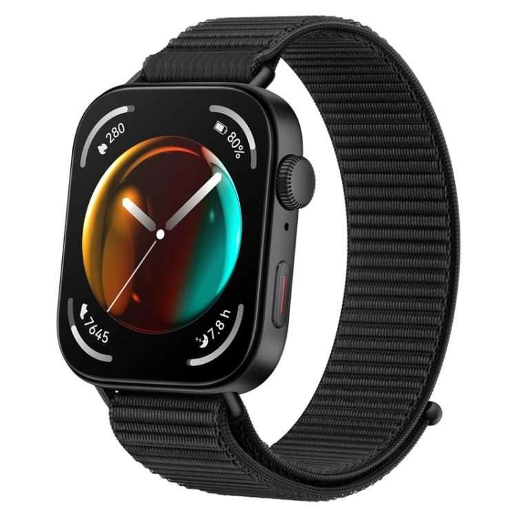 For Huawei Watch Fit 4 Pro / Fit 4 / Fit 3 Nylon Loop Hook and Loop Fastener Watch Band(Black)