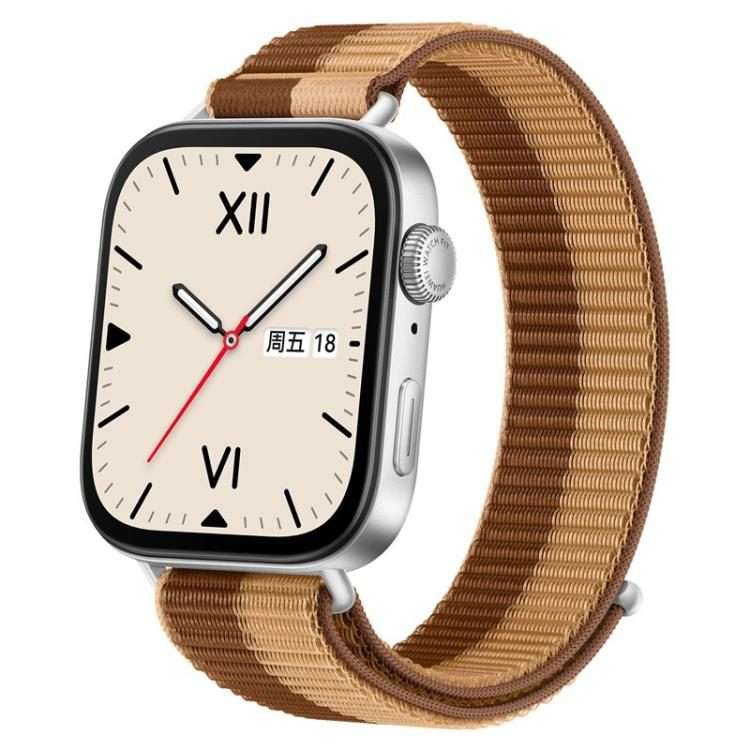For Huawei Watch Fit 4 Pro / Fit 4 / Fit 3 Nylon Loop Hook and Loop Faste ... (Brown Light Coffee)