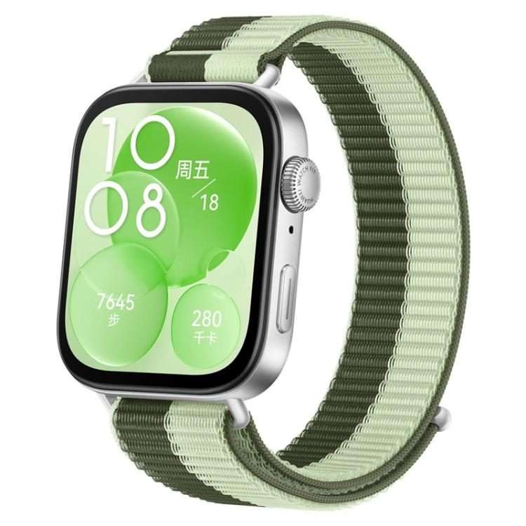 For Huawei Watch Fit 4 Pro / Fit 4 / Fit 3 Nylon Loop Hook and Loop Fa ... (Lime Green Mint Green)