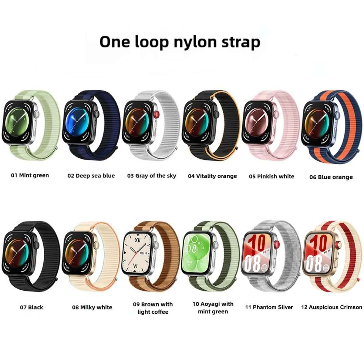 For Huawei Watch Fit 4 Pro / Fit 4 / Fit 3 Nylon Loop Hook and Loop Fa ... (Lime Green Mint Green)