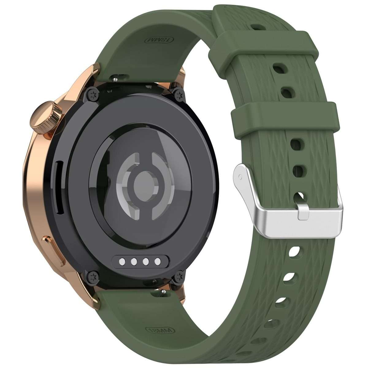 18mm Rhombus Texture Quick Release Buckle Silicone Watch Band(Dark Green)