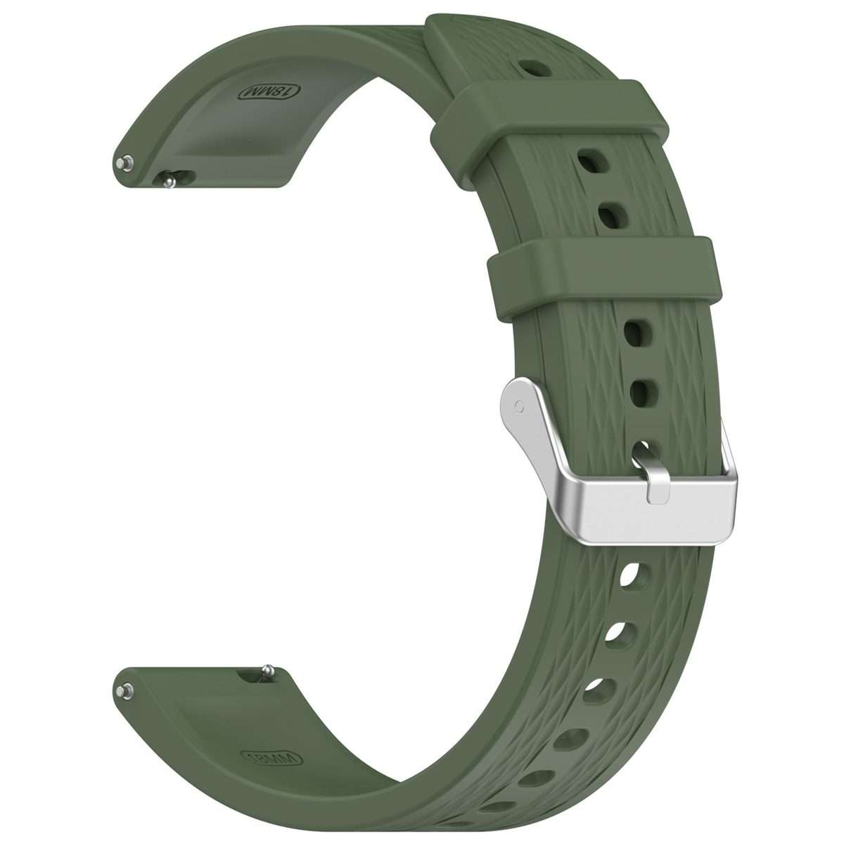 18mm Rhombus Texture Quick Release Buckle Silicone Watch Band(Dark Green)