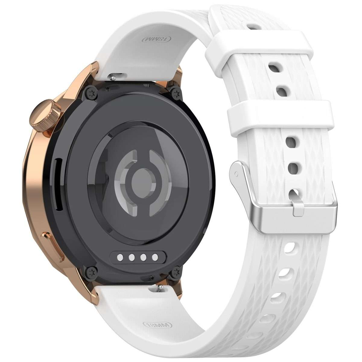 18mm Rhombus Texture Quick Release Buckle Silicone Watch Band(White)