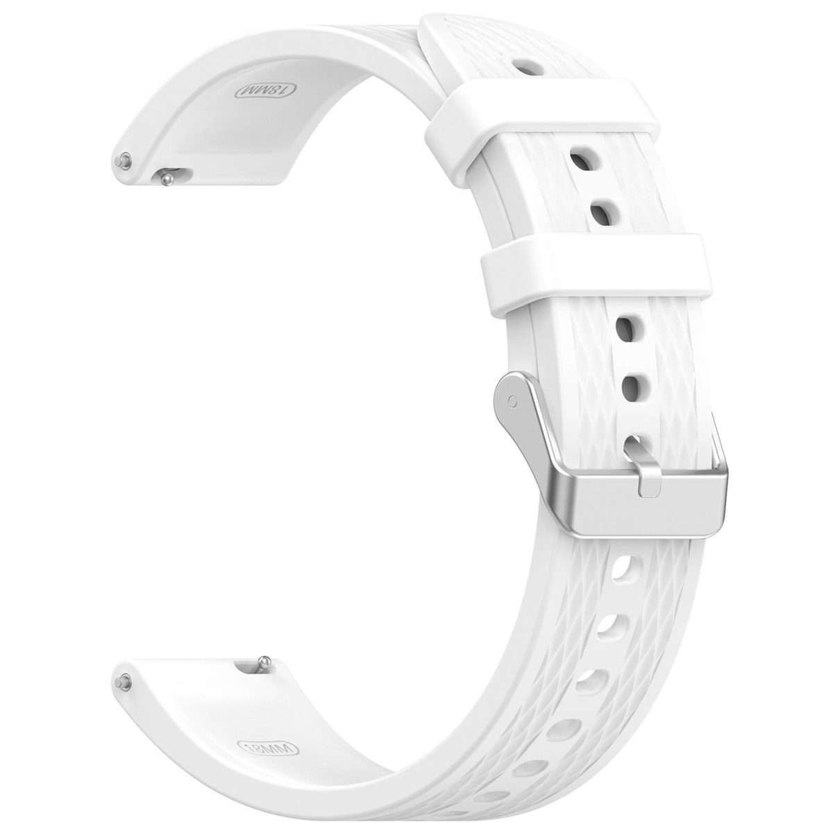 18mm Rhombus Texture Quick Release Buckle Silicone Watch Band(White)