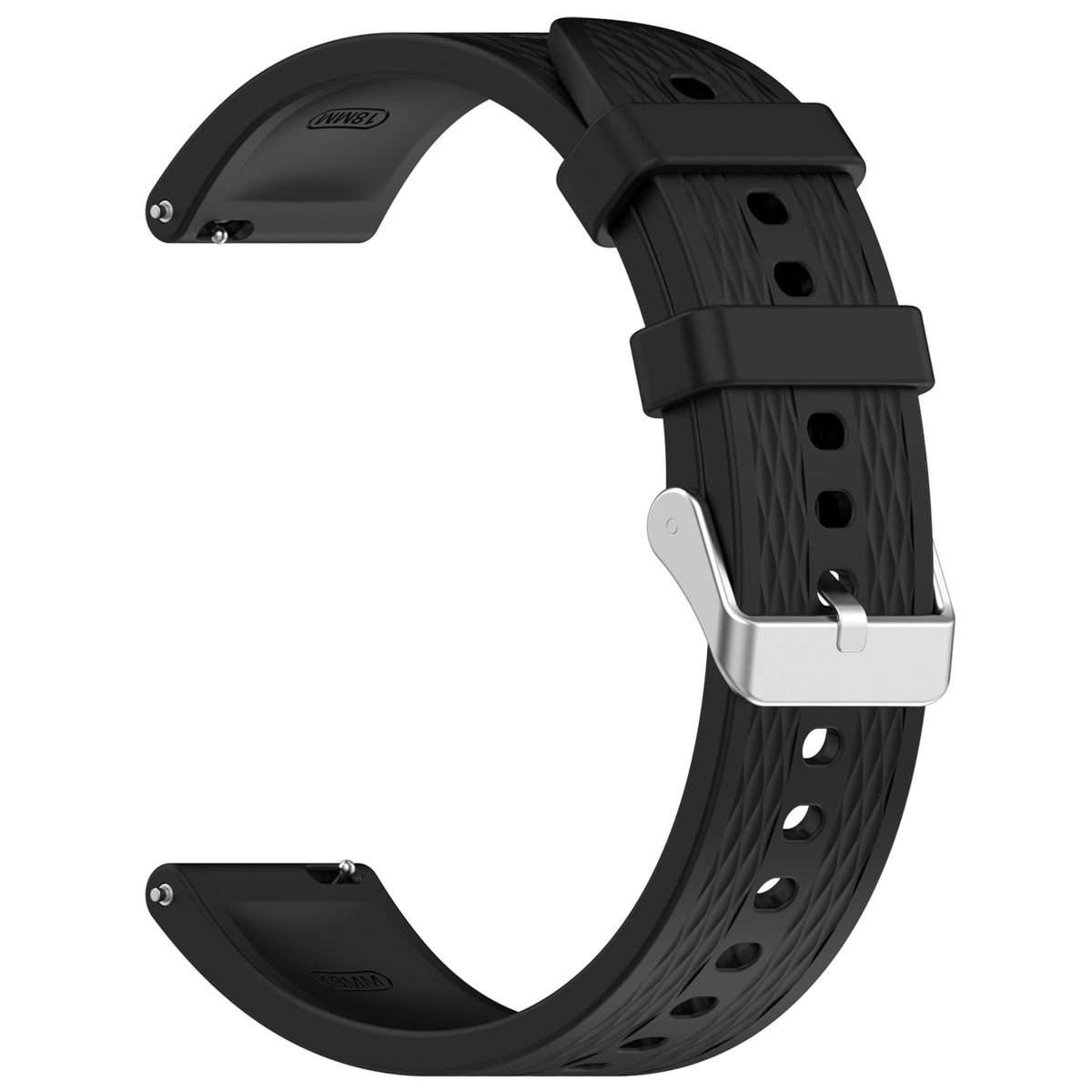 18mm Rhombus Texture Quick Release Buckle Silicone Watch Band(Black)