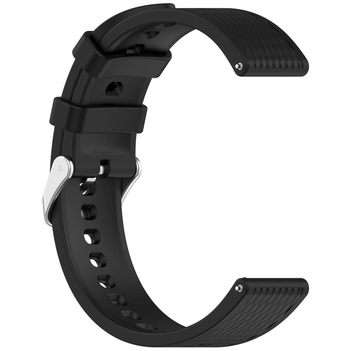 18mm Rhombus Texture Quick Release Buckle Silicone Watch Band(Black)