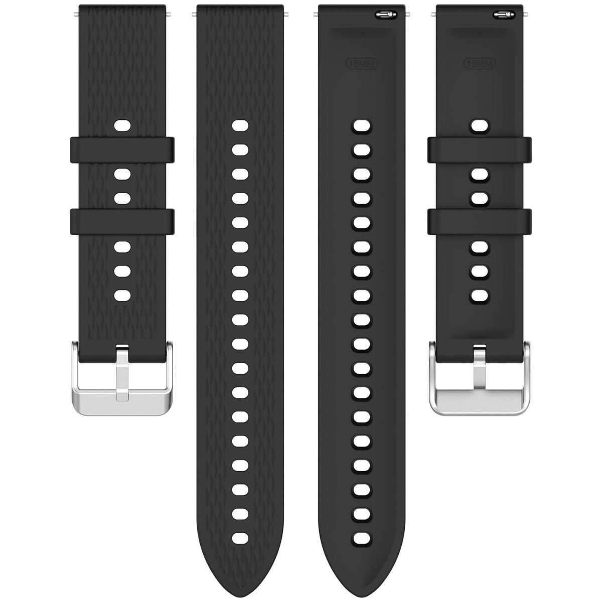 18mm Rhombus Texture Quick Release Buckle Silicone Watch Band(Black)