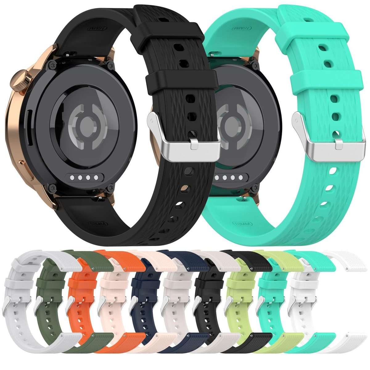 18mm Rhombus Texture Quick Release Buckle Silicone Watch Band(Lime)