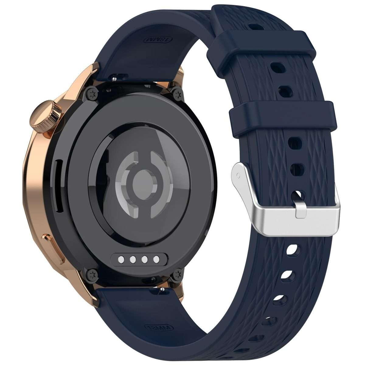 18mm Rhombus Texture Quick Release Buckle Silicone Watch Band(Ink Blue)