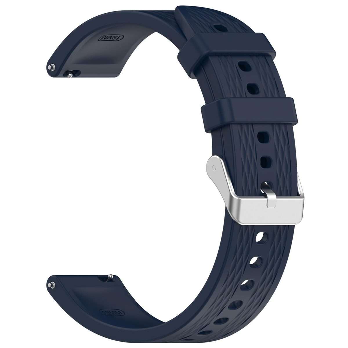 18mm Rhombus Texture Quick Release Buckle Silicone Watch Band(Ink Blue)