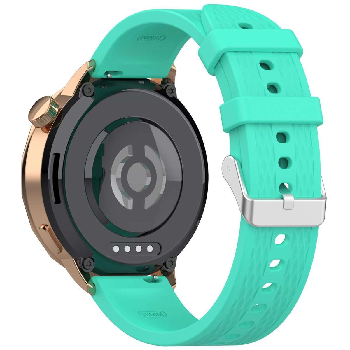 18mm Rhombus Texture Quick Release Buckle Silicone Watch Band(Teal Green)
