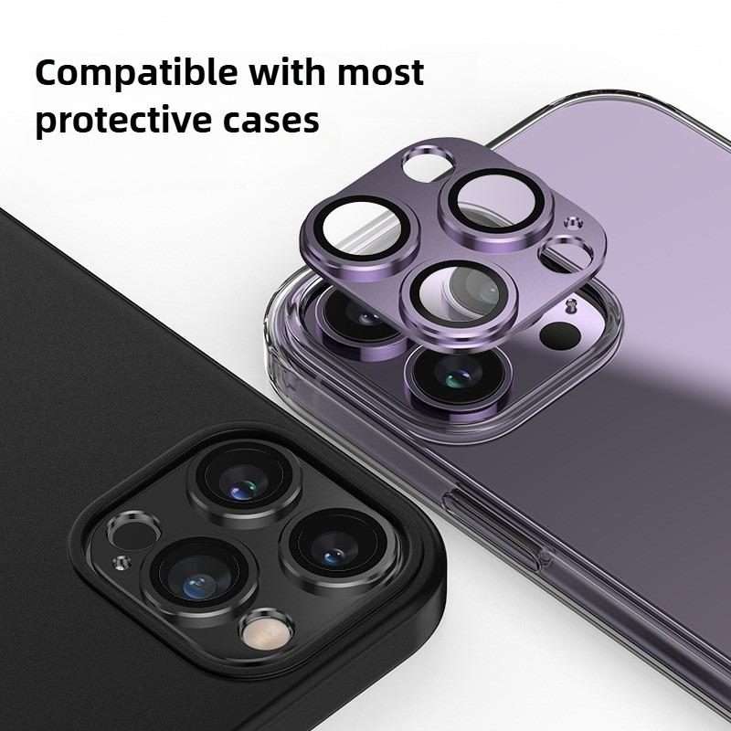 For iPhone 14 Pro Max Kalebol Armor Full-Coverage Metal Lens Ring Protector Film(Silver)
