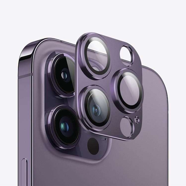 For iPhone 14 Pro Max Kalebol Armor Full-Coverage Metal Lens Ring Protector Film(Dark Purple)