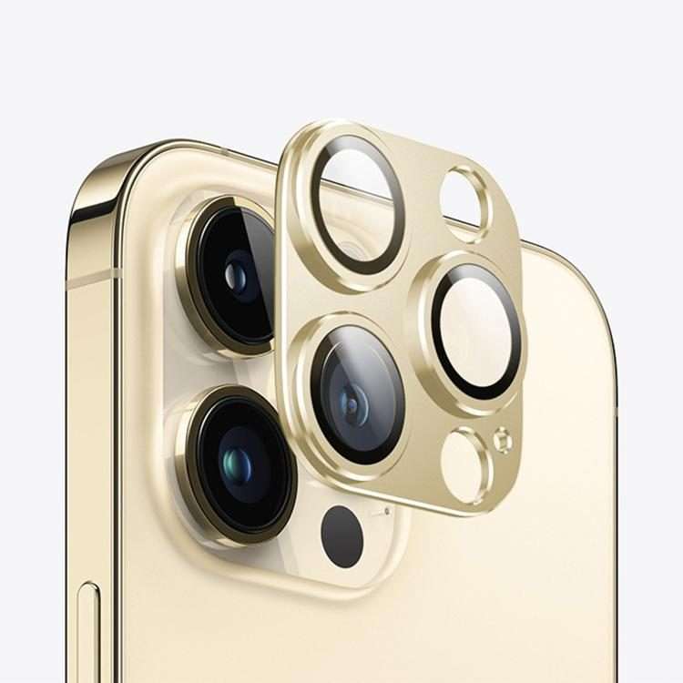 For iPhone 14 Pro Max Kalebol Armor Full-Coverage Metal Lens Ring Protector Film(Gold)