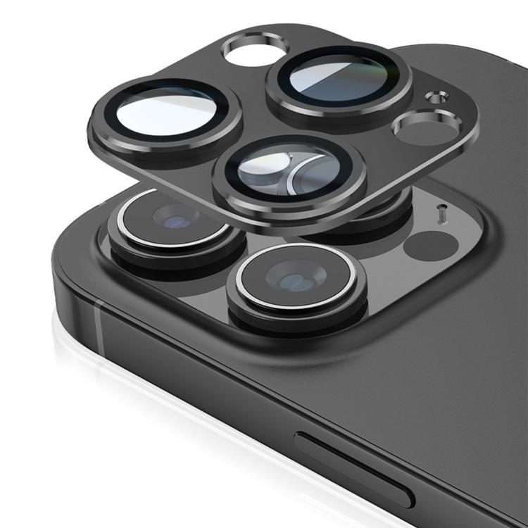 For iPhone 16 Pro Kalebol Armor Full-Coverage Metal Lens Ring Protector Film(Black)