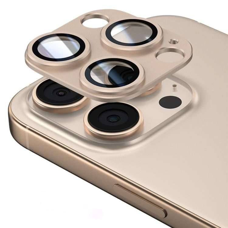 For iPhone 16 Pro Kalebol Armor Full-Coverage Metal Lens Ring Protector Film(Desert)