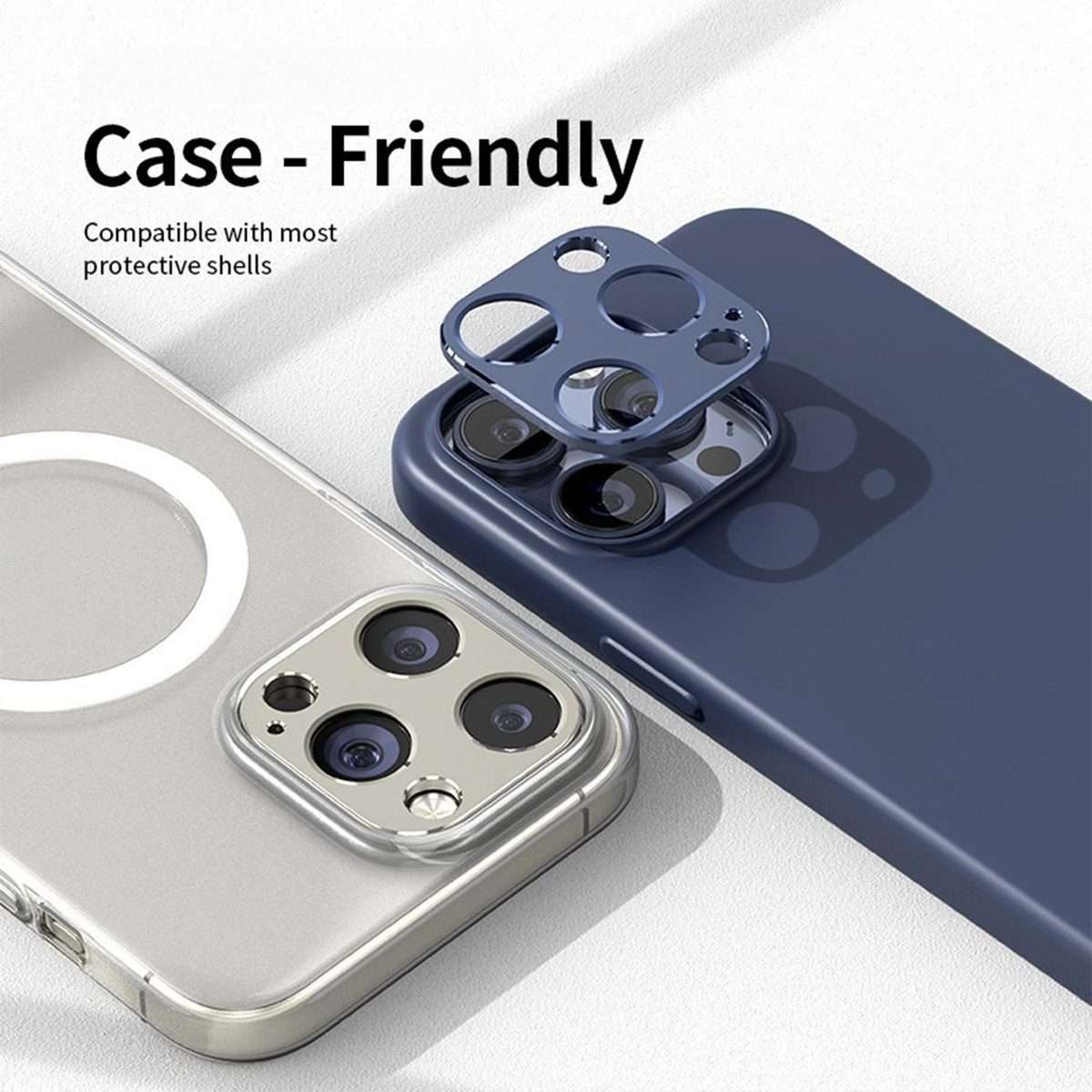 For iPhone 13 Pro Kalebol Metal Hollow Lens Protection Ring(Silver)