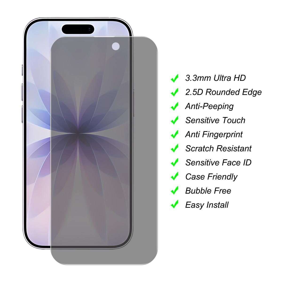 For iPhone 17 Pro Max JUNSUNMAY 25pcs Privacy Screen Protector Tempered Glass Film
